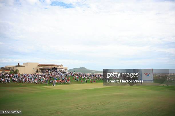 General view of the 18th hole during the final round of the World Wide Technology Championship at El Cardonal at Diamante on November 05, 2023 in...