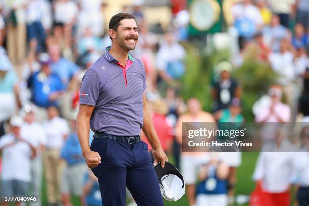 Erik van Rooyen of South Africa reacts after winning the final round of the World Wide Technology Championship at El Cardonal at Diamante on November...