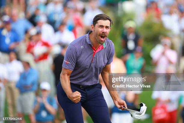 Erik van Rooyen of South Africa reacts after winning the final round of the World Wide Technology Championship at El Cardonal at Diamante on November...