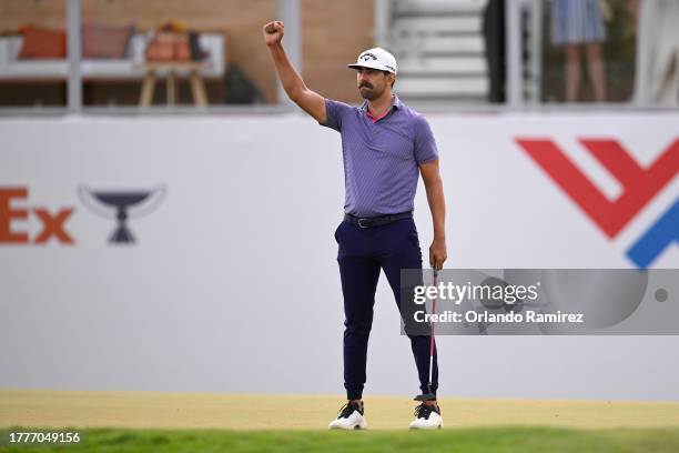 Erik van Rooyen of South Africa celebrates after winning the final round of the World Wide Technology Championship at El Cardonal at Diamante on...