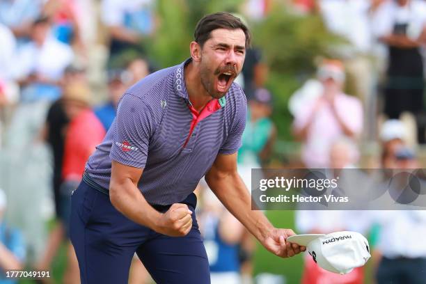 Erik van Rooyen of South Africa reacts after winning the final round of the World Wide Technology Championship at El Cardonal at Diamante on November...