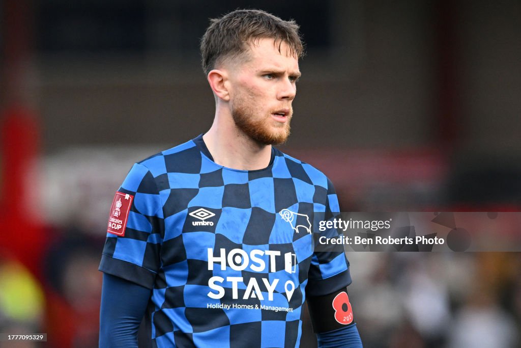 Max Bird of Derby County during the Emirates FA Cup First Round match