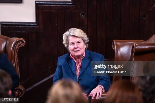 Sandi Toksvig during her visit to The Cambridge Union on November 05, 2023 in Cambridge, England.