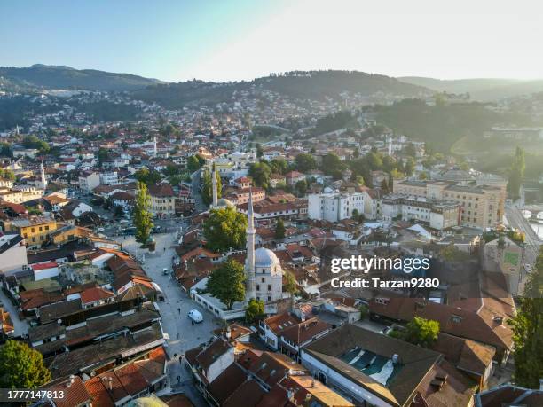 bird eye's view of sarajevo - urban tarzan stock pictures, royalty-free photos & images