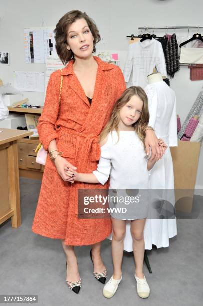Milla Jovovich and daughter Ever Gabo in the front row