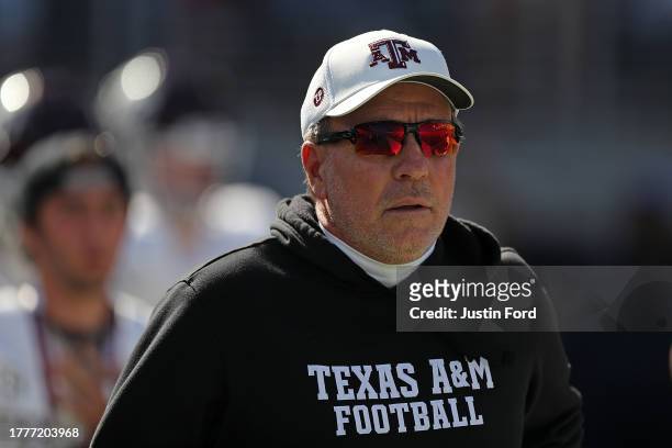 Head coach Jimbo Fisher of the Texas A&M Aggies. During the game against the Mississippi Rebels at Vaught-Hemingway Stadium on November 04, 2023 in...