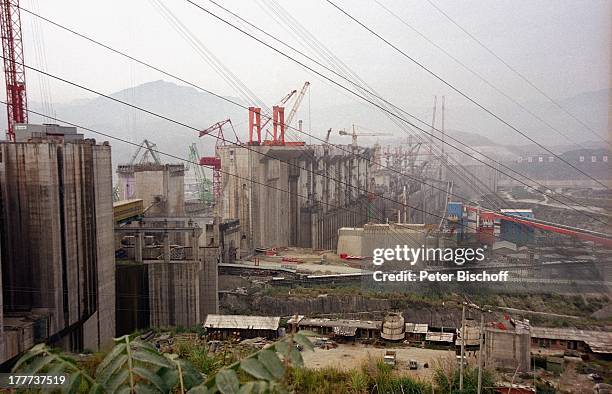 Großbaustelle "Drei-Schluchten-Staudamm" Projekt, Jangtse, Provinz Hubei, China, Asien, Reise, Rundreise, Baustelle, Baukran, Baukräne, SA,