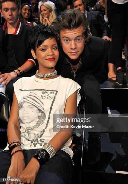 Rihanna and Harry Styles attend the 2013 MTV Video Music Awards at the Barclays Center on August 25, 2013 in the Brooklyn borough of New York City.