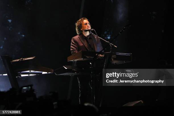 Peter Gordeno of Depeche Mode performs at Scotiabank Arena on November 05, 2023 in Toronto, Ontario.