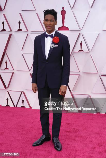 Jon Batiste arrives at the Oscars on Sunday, April 25 at Union Station in Los Angeles.