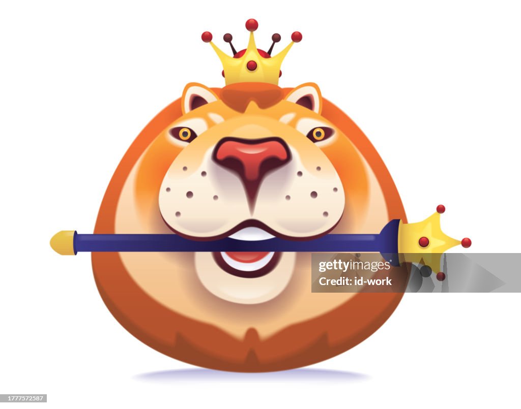 Lion king holding scepter icon