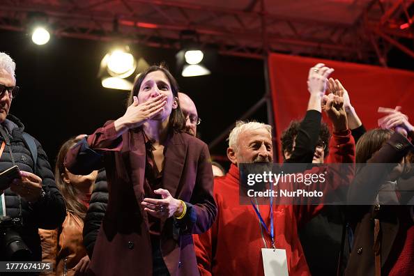 Elly Schlein, leader of Italian left wing Democratic Party , speaks