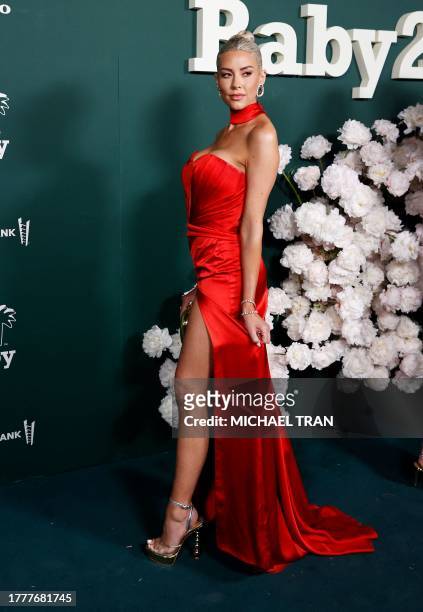 Model Heather Rae El Moussa arrives for the 2023 Baby2Baby Gala in Los Angeles, California, on November 11, 2023. This year's gala honors Mexican-US...