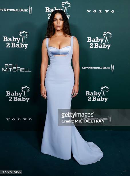 Brazil model Camila Alves arrives for the 2023 Baby2Baby Gala in Los Angeles, California, on November 11, 2023. This year's gala honors Mexican-US...