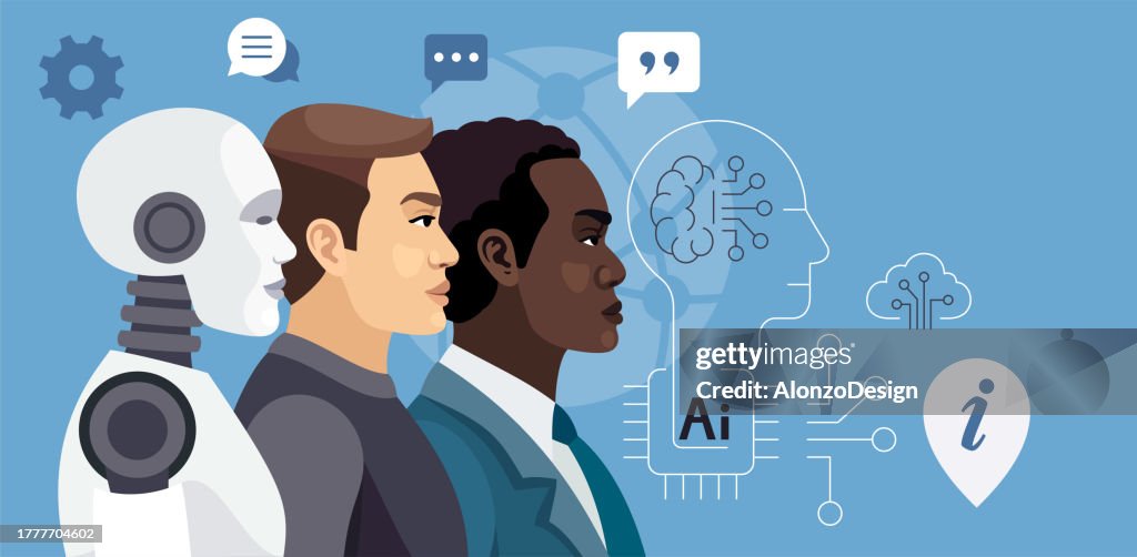Human brain and artificial intelligence concept. Artificial intelligence.