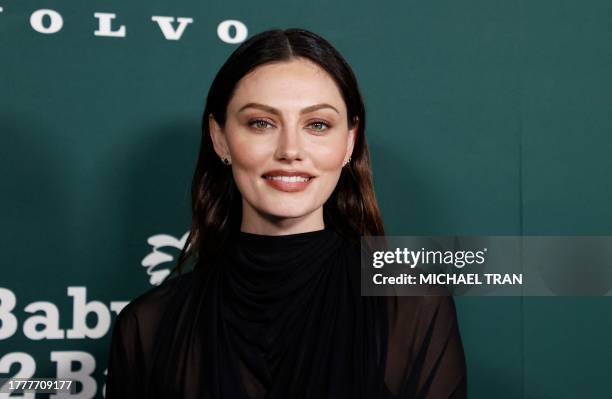 Australian actress Phoebe Tonkin arrives for the 2023 Baby2Baby Gala in Los Angeles, California, on November 11, 2023. This year's gala honors...