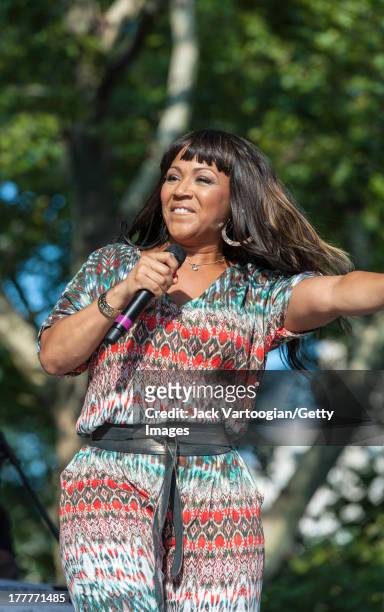 American Gospel singer Erica Campbell, one-half of Gospel group Mary Mary, performs at the WLIB 6th Annual Gospel Explosion at Central Park...