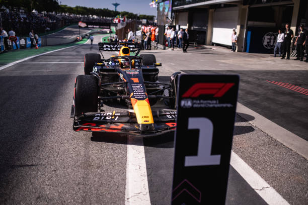 F1 Grand Prix of BrazilSAO PAULO, BRAZIL - NOVEMBER 05: Max Verstappen of the Netherlands driving the Oracle Red Bull Racing RB19 on track during the F1 Grand Prix of Brazil at Autodromo Jose Carlos Pace on November 05, 2023 in Sao Paulo, Brazil.