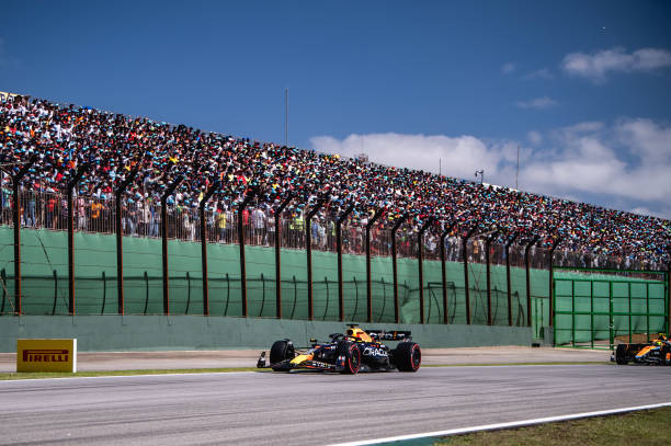 F1 Grand Prix of BrazilSAO PAULO, BRAZIL - NOVEMBER 05: Max Verstappen of the Netherlands driving the Oracle Red Bull Racing RB19 on track during the F1 Grand Prix of Brazil at Autodromo Jose Carlos Pace on November 05, 2023 in Sao Paulo, Brazil. 