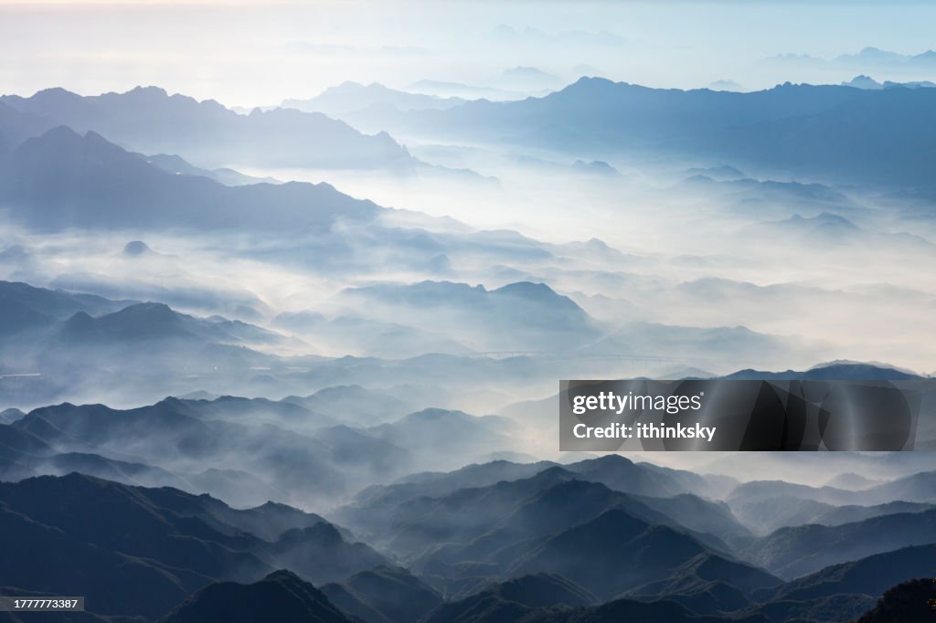Mountains in the morning on a foggy day