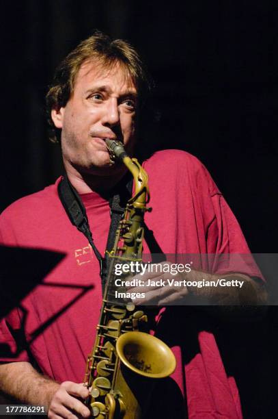 American Jazz musician and composer John Zorn on alto saxophone leads his Masada Quartet at the 'Vision for New Orleans Artists' Katrina Hurricane...