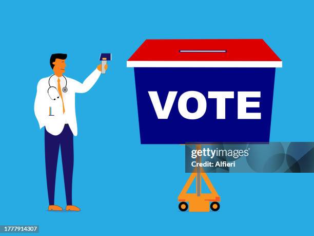 taking temperature of election - checking mail stock illustrations