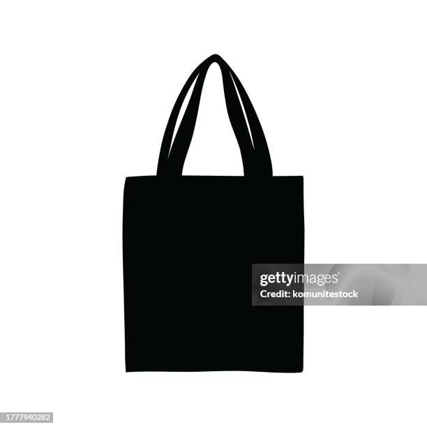 stockillustraties, clipart, cartoons en iconen met hand drawn shopping bag icon vector illustration - tote bag