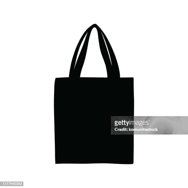 hand drawn shopping bag icon vector illustration - tote bag stock illustrations