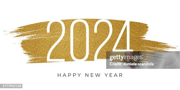 2024 - new year's day card with golden glitter. - 2023 2024 stock illustrations