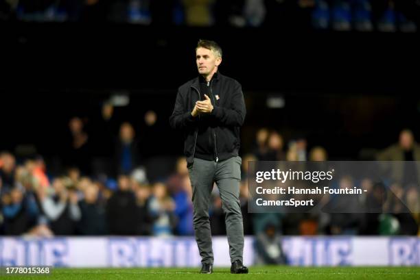 Ipswich Town manager Kieran McKenna applauds the fans at the final whistle during the Sky Bet Championship match between Ipswich Town and Swansea...