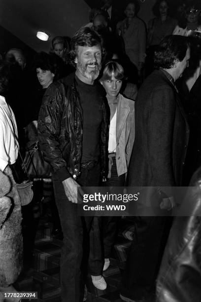 Kris Kristofferson and Lisa Meyers attend an event in the Westwood neighborhood of Los Angeles, California, on December 3, 1981.