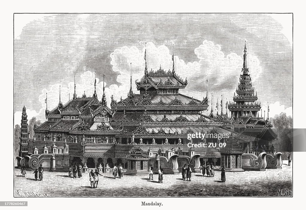 Salin Monastery, Mandalay, Myanmar (Burma), wood engraving, published in 1894