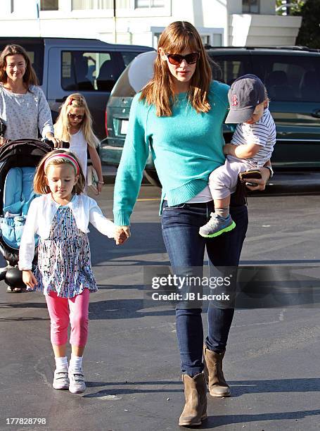 Jennifer Garner, Violet Affleck, Seraphina Affleck and Samuel Affleck are seen on August 25, 2013 in Los Angeles, California.