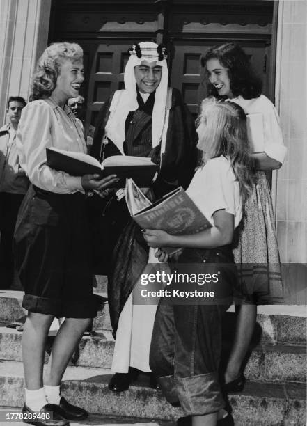 American schoolgirl Dot Billings, Saudi Royal Nawaf Ibn Abdul Aziz, American schoolgirl Helen Wilhelm , and American schoolgirl Matina Pappas on the...