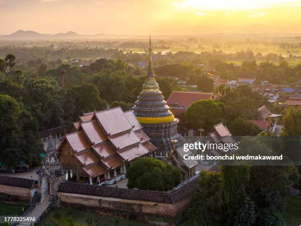 ancient pagoda of wat phra that lampang luang temple religion - lampang stock pictures, royalty-free photos & images