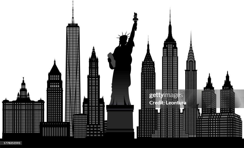 Horizonte de la ciudad de Nueva York (todos los edificios son móviles y completos)