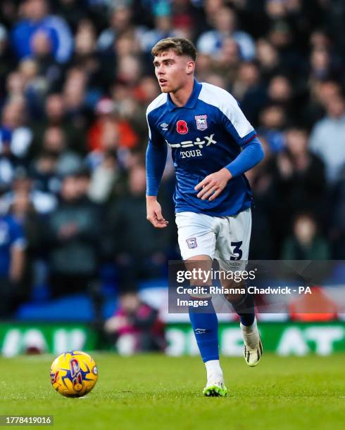 Ipswich Town's Leif Davis in action during the Sky Bet Championship match at Portman Road, Ipswich. Picture date: Saturday November 11, 2023.