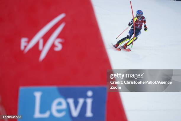 Mikaela Shiffrin of Team United States competes during the Audi FIS Alpine Ski World Cup Women's Slalom on November 12, 2023 in Levi, Finland.