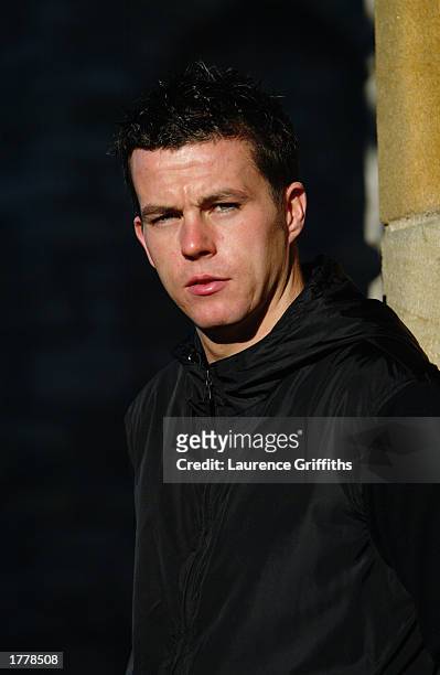 Portrait of Ian Harte of Leeds United during a photoshoot for Eleven Magazine held on October 28, 2002 at The Hazelwood Castle Hotel, in Leeds,...