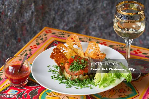 high angle view of food served on table,labarthe sur leze,occitania,france - fraicheur stock pictures, royalty-free photos & images