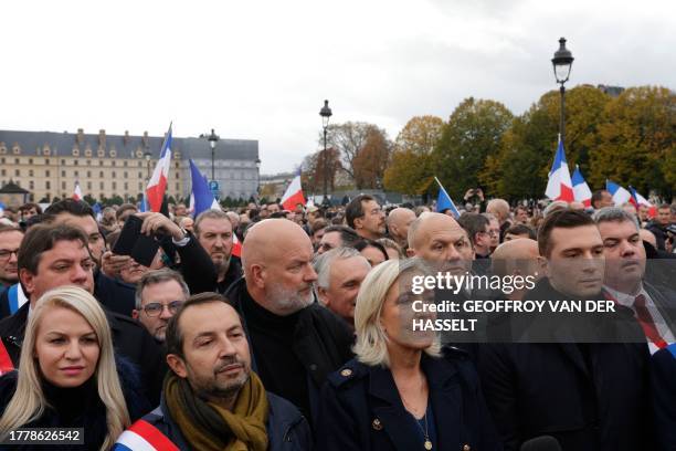 French far-right party Rassemblement National member of Parliament Marine Le Pen , President of French far-right party Rassemblement National Jordan...