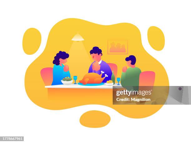 thanksgiving family gathering illustration, family on thanksgiving day, bubble frame - women meeting lunch stock illustrations