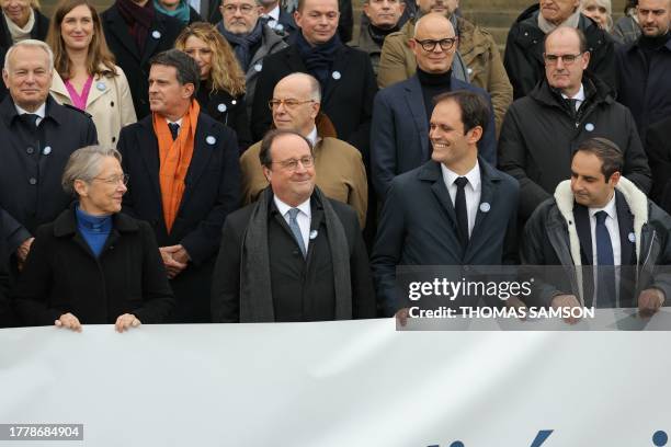 French Prime Minister Elisabeth Borne, Former French President Francois Hollande, President of the Representative Council of the French Jewish...