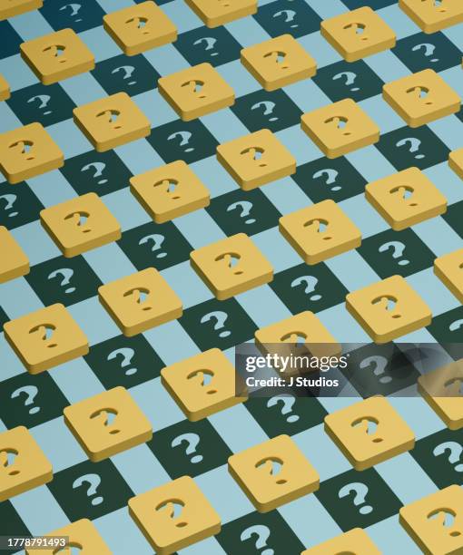 grid pattern of floating question marks - jmarks stock pictures, royalty-free photos & images