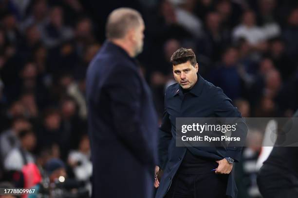 Mauricio Pochettino, Manager of Chelsea, reacts during the Premier League match between Tottenham Hotspur and Chelsea FC at Tottenham Hotspur Stadium...