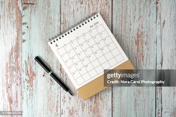 april 2024 desk calendar - april fools background stock pictures, royalty-free photos & images