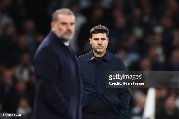 Mauricio Pochettino, Manager of Chelsea, looks on during the Premier League match between Tottenham Hotspur and Chelsea FC at Tottenham Hotspur...