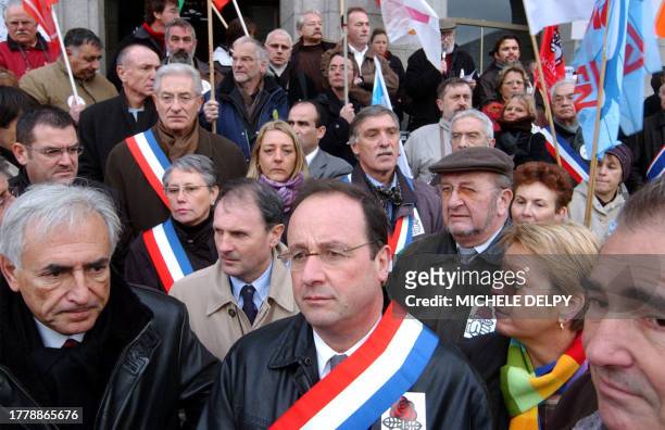 Les élus du Parti socialiste - Le député Dominique Strauss-Kahn, le président du conseil général de la Creuse Jean-Jacques Lozach, le premier...