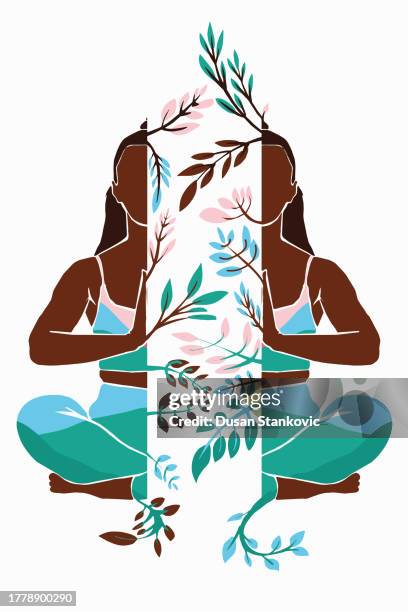 no distractions at all. just empty mind and calm breathing - cow face pose stock illustrations