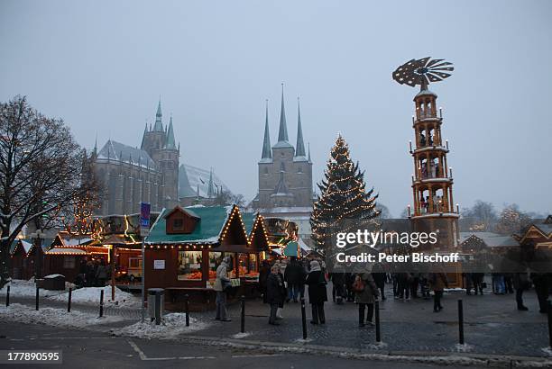 Mariendom , Severikirche , Weihnachtsmarkt, Erfurt, Thüringen, Deutschland, Europa, Adventsmarkt, Advent, Adventszeit, Weihnachten, Weihnachtszeit,...